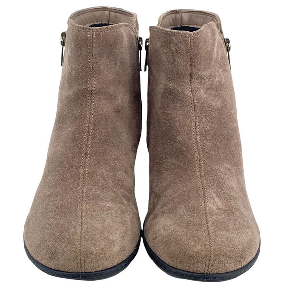 Hotter Leather Ankle Booties 9 Samia Tan Side Zip Western Neutral Preppy Minimal - Picture 2 of 12